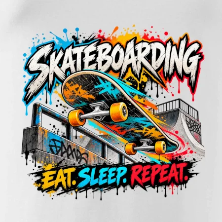 Skateboard ve street stylu eat sleep repeat
