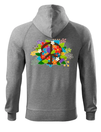 Peace symbol prerastený kvetinami