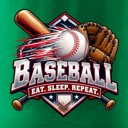 Baseballová pálka s rukavicou eat sleep repeat