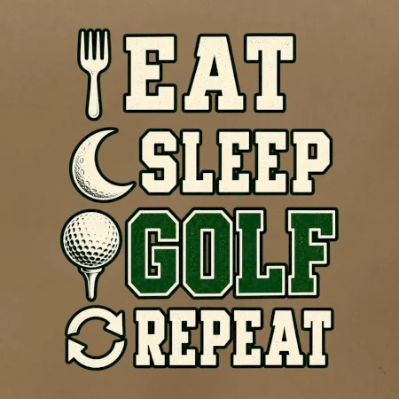 Eat sleep golf repeat typografie