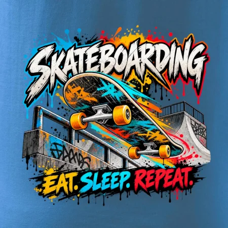 Skateboard ve street stylu eat sleep repeat