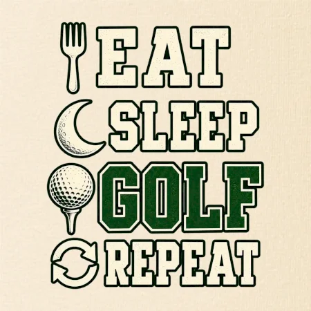 Eat sleep golf repeat typografie