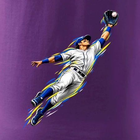Baseballový polař chytá míček ve výskoku