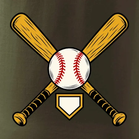 Zkřížené baseballové pálky a míček