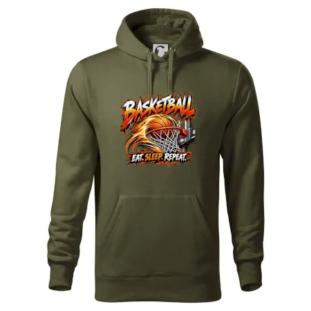 Basketbalový kôš s loptou eat sleep repeat