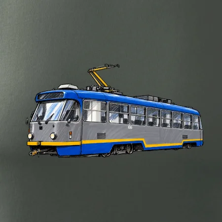 T3R SLF modrošedá kresba fixem