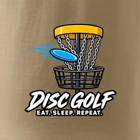 Discgolfový kôš s letiacim diskom eat sleep repeat