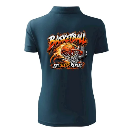 Basketbalový kôš s loptou eat sleep repeat
