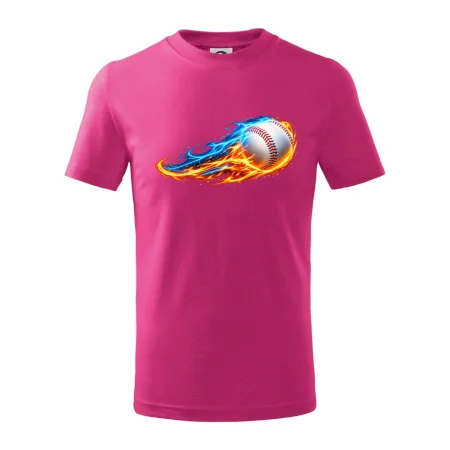 Letící baseballový míček v plamenech