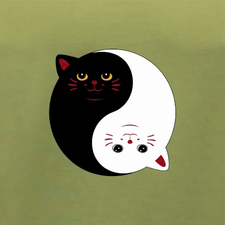 Mačky jin jang farebné
