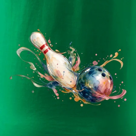 Bowling akvarelová koule a kuželka