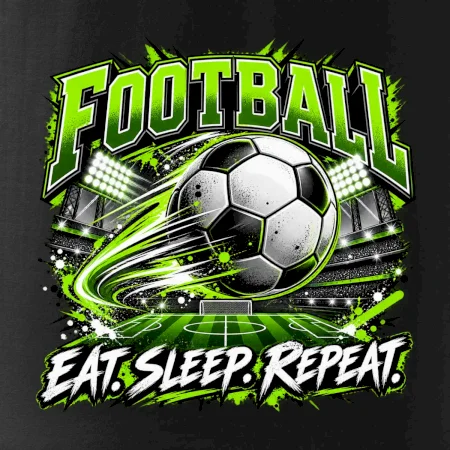 Futbalová lopta a štadión eat sleep repeat