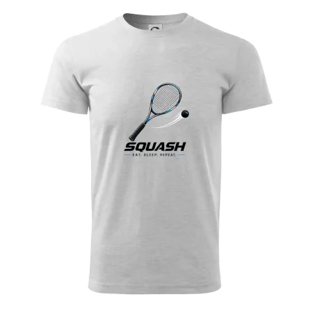 Squashová raketa a černý míček eat sleep repeat