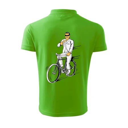 Gentleman na bicykli s pivom