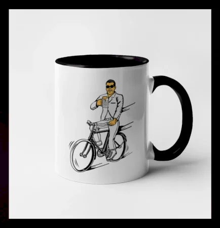 Gentleman na bicykli s pivom