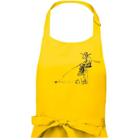 Kreslený rybár na pni