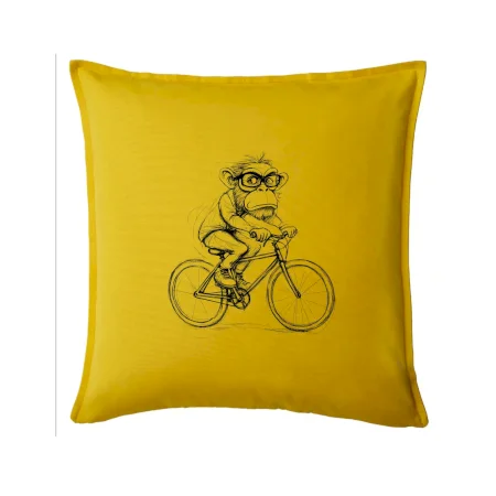 Opice s okuliarmi na bicykli