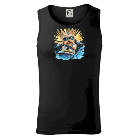 Yorkšírsky teriér na vodnom skútri