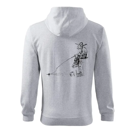Kreslený rybár na pni