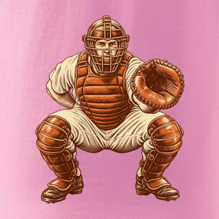 Baseballový catcher retro rytina