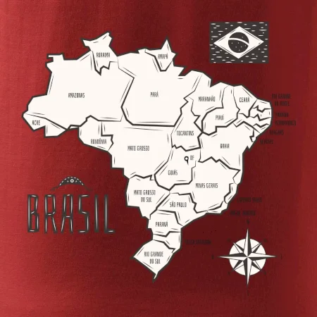 Brazília mapa s názvami regiónov