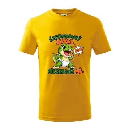 Novembrový živel zelený dinosaurus rex v plienke