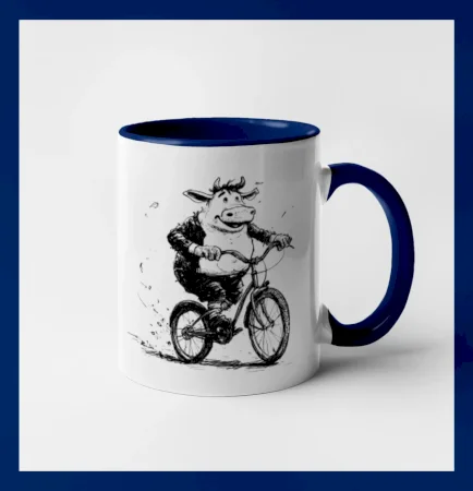Tučná krava na bicykli