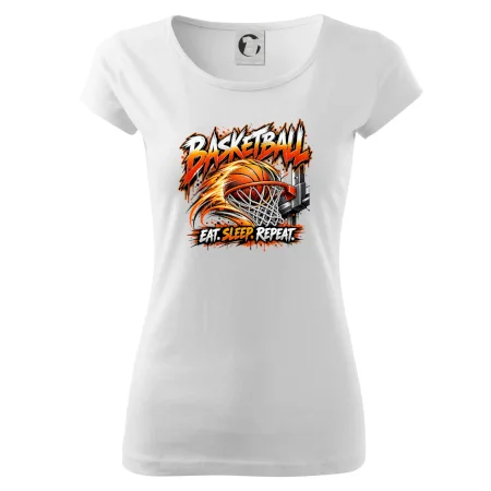 Basketbalový kôš s loptou eat sleep repeat