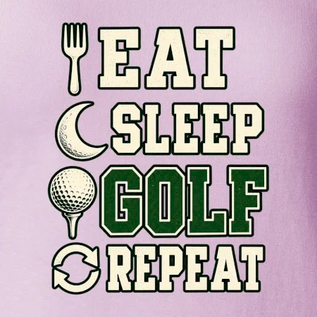 Eat sleep golf repeat typografie