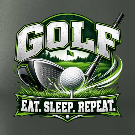 Golfová palica s loptičkou eat sleep repeat
