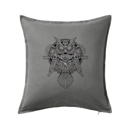 Steampunk sova čiernobiela