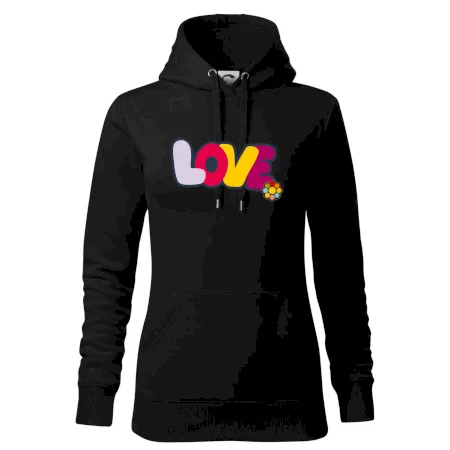 Love nápis s kvetinou