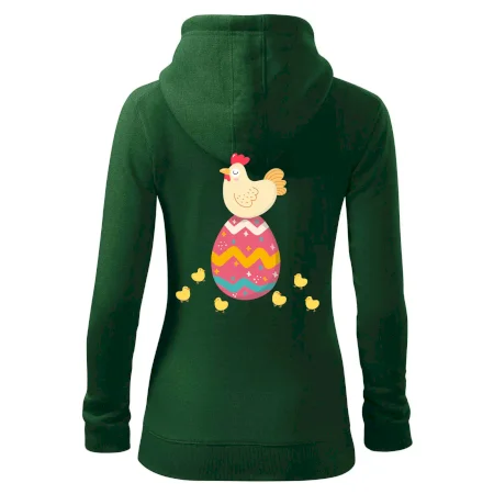 Sliepka sediaca na veľkonočnom vajci