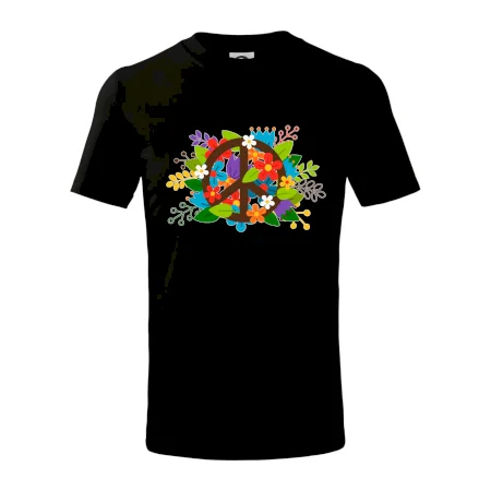 Peace symbol prerastený kvetinami