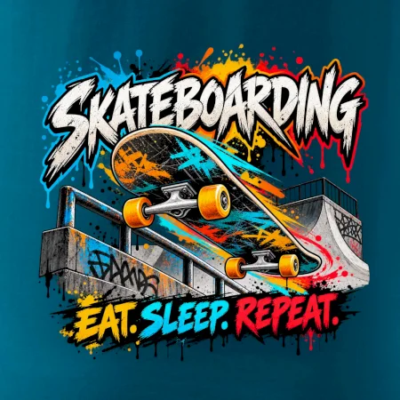 Skateboard ve street stylu eat sleep repeat