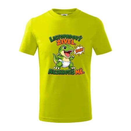 Listopadový živel zelený dinosaurus rex v plence