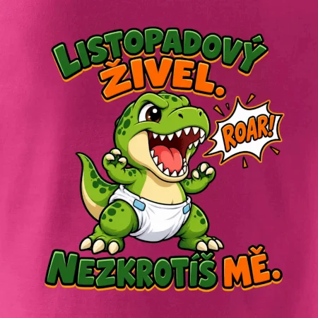 Novembrový živel zelený dinosaurus rex v plienke