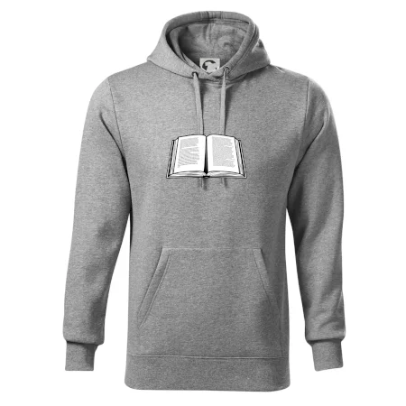 Kniha čiernobiela otvorená s textom