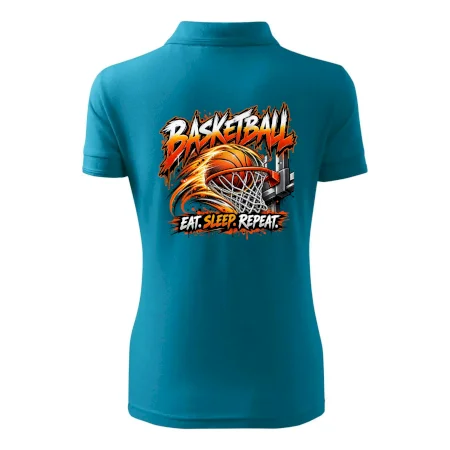 Basketbalový kôš s loptou eat sleep repeat