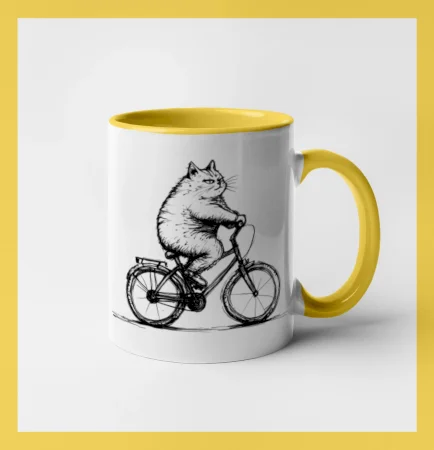 Tučná mačka na bicykli