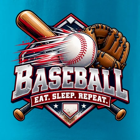 Baseballová pálka s rukavicou eat sleep repeat