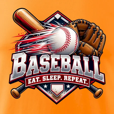 Baseballová pálka s rukavicou eat sleep repeat