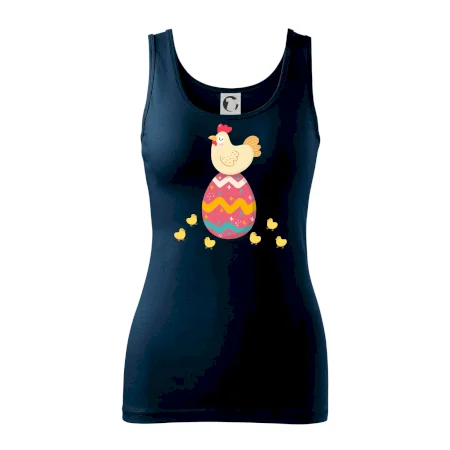 Sliepka sediaca na veľkonočnom vajci