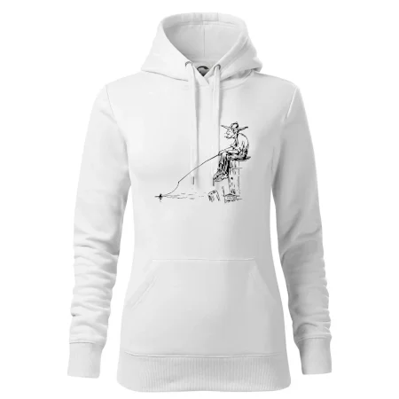 Kreslený rybár na pni