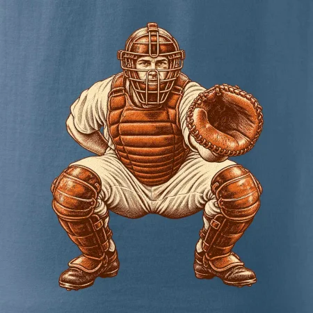 Baseballový catcher retro rytina