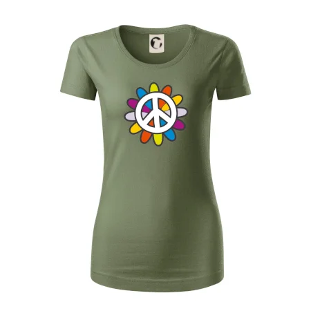 Peace symbol s kreslenou kvetinou