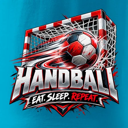 Hádzanárska lopta v bránke eat sleep repeat