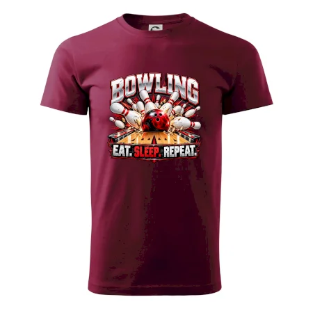 Bowlingová guľa a kolky eat sleep repeat