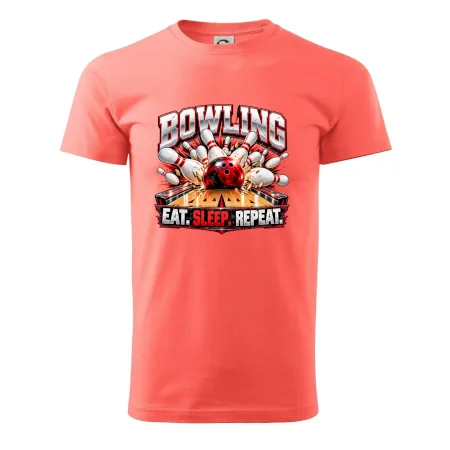 Bowlingová guľa a kolky eat sleep repeat