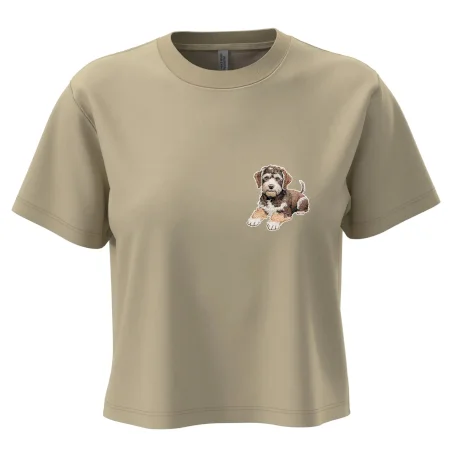 Lagotto romagnolo ležiaci vyšívaný na prsníku